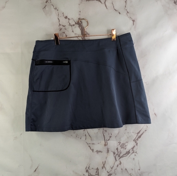 Title Nine Skirt Women Large Blue Nylon Stretch Mini Short Zip Pocket - Picture 1 of 12